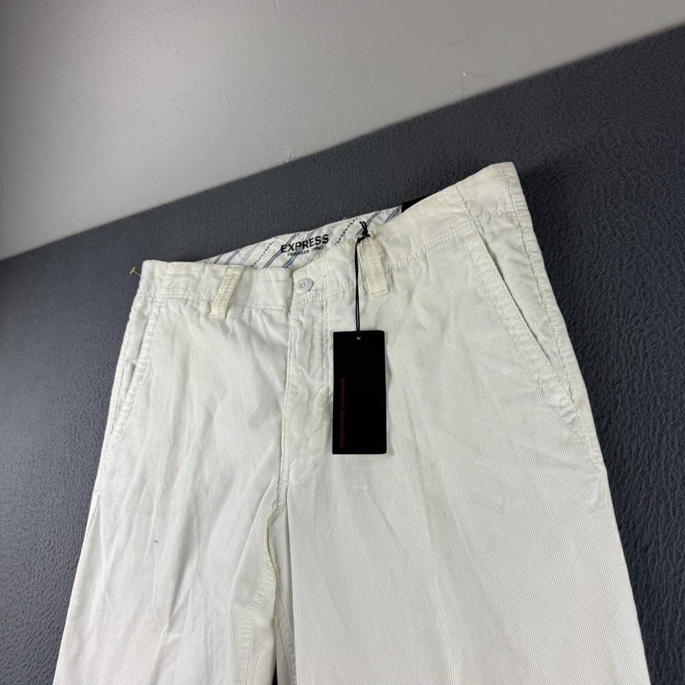 Express Pants Men's 32x30 White Producer Chino Boot Leg Bootcut Cowboy Rodeo NEW